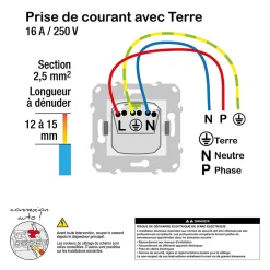 Prise de courant 2 pôles + terre affleurante connexion rapide 16A Unica Déco anthracite^Schneider Electric Hot