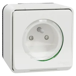 Prise de courant 2 pôles + terre étanche complète saillie Mureva Styl blanc^Schneider Electric Discount