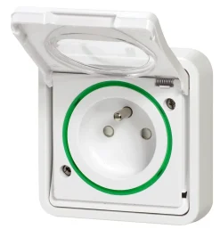 Prise de courant 2 pôles + terre étanche complète encastrée Mureva Styl blanc-Schneider Electric