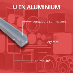 Profilé u aluminium 30x30 ep 3 mm, Longueur : 3 metres -^Comment Fer Sale