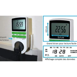 Programmateur digital 16A 3680W - 10 programmes - Mode aléatoire - Écran LCD - Mémoire intégrée^Fishtec Best