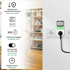 Programmateur digital 16A 3680W - 10 programmes - Mode aléatoire - Écran LCD - Mémoire intégrée^Fishtec Best