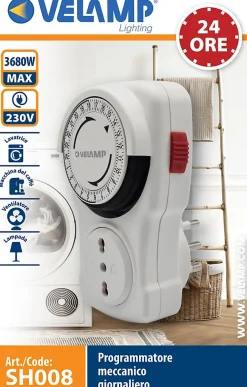 Programmateur journalier mécanique, programmes 15 minutes - 10/16A-Velamp Sale