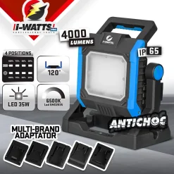 Projecteur de chantier multi batterie 35W - livré sans batterie --I-Watts Pro Online