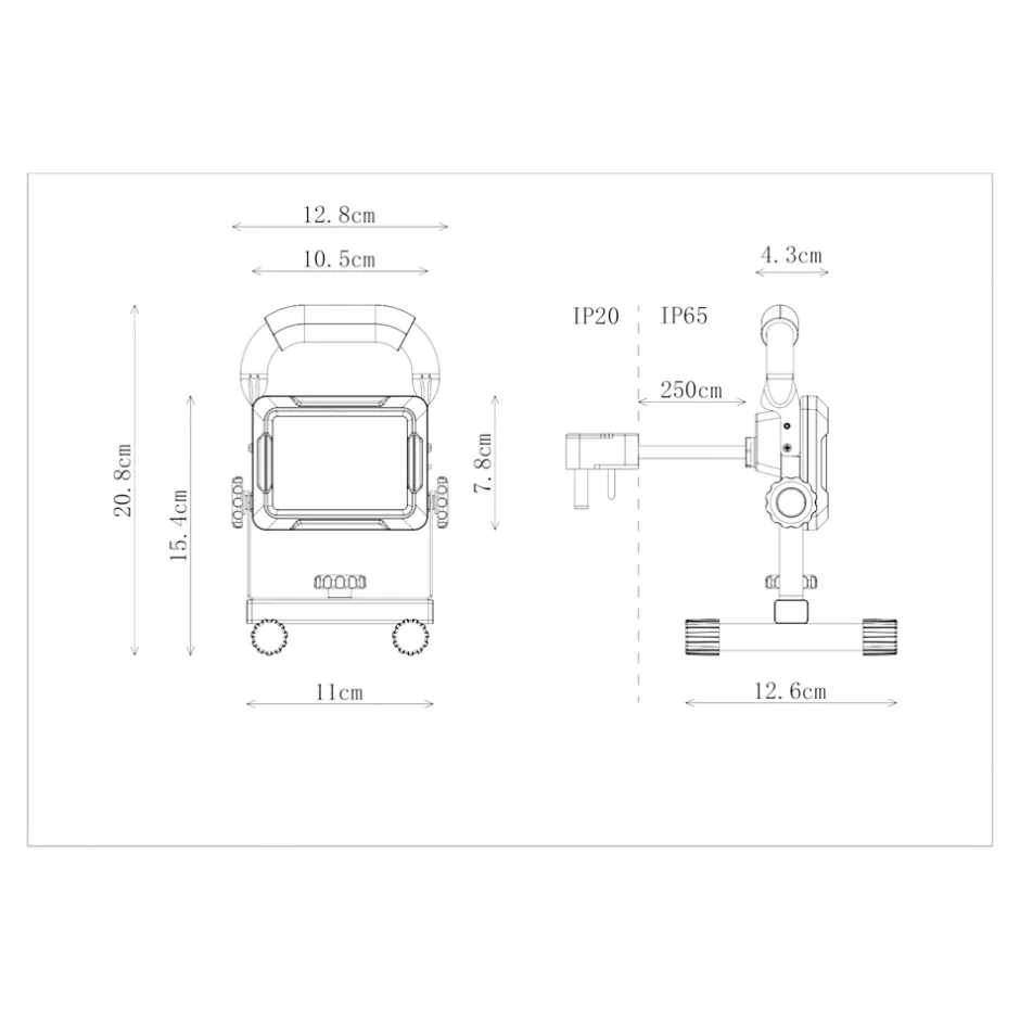 Projecteur de chantier portable filaire à LED 10 W- Sale