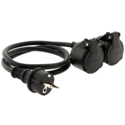 Prolongateur à double tête pour chantier HO7RN-F 16A 3G1,5mm² - Noir 1m --Zenitech Clearance