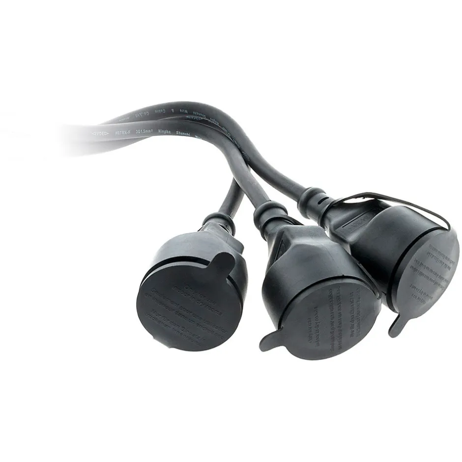 Prolongateur à triple tête pour chantier HO7RN-F 16A 3G1,5mm² - Noir 1m -^Zenitech Clearance