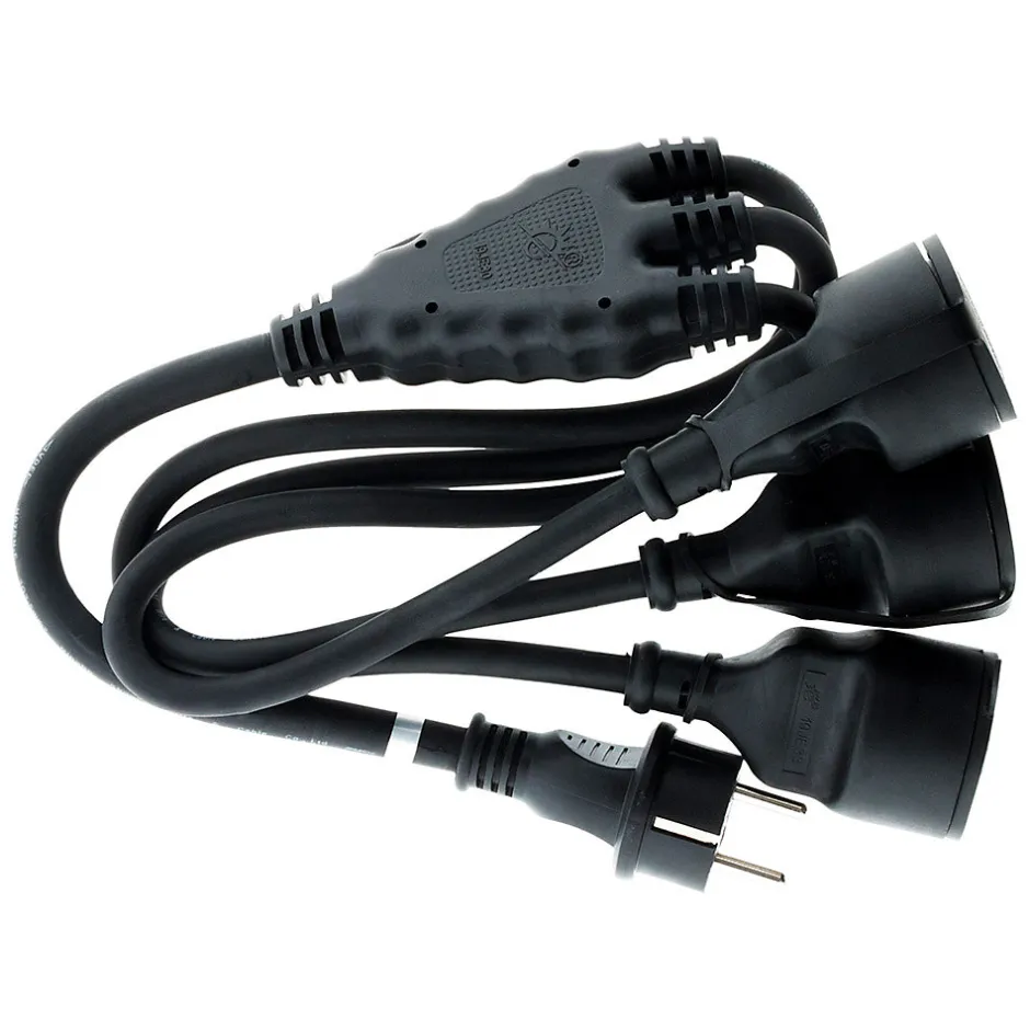 Prolongateur à triple tête pour chantier HO7RN-F 16A 3G1,5mm² - Noir 1m -^Zenitech Clearance