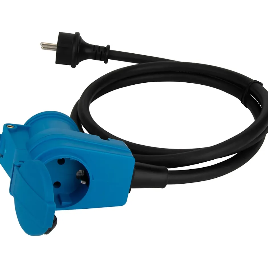 Prolongateur Schuko CEE P17 1,5m IP44 - Noir/Bleu --Protec Online