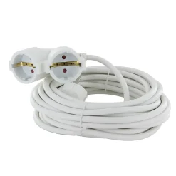 Prolongateur Schuko double tête 3m - blanc -^Chacon Discount