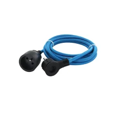 Prolongateur text. fiche plate 3m bleu clair/noir^Chacon Best
