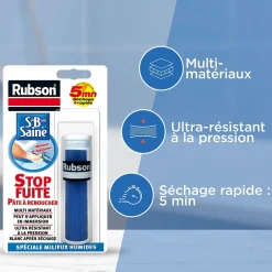 Pâte à reboucher Salle de bain Saine Stop fuite 64g-Rubson Discount