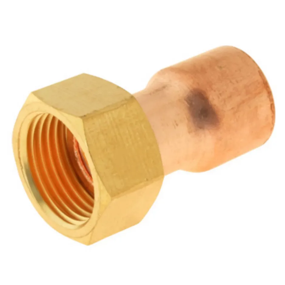 Raccord collet battu cuivre droit à souder sur tube cuivre Ø14 - sortie écrou tournant femelle 12/17 (3/8"), lot de 2^Somatherm for you New