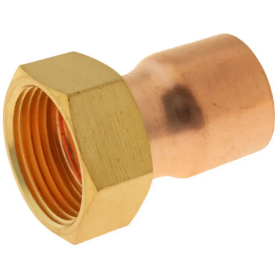 Raccord collet battu cuivre droit à souder sur tube cuivre Ø22 - sortie écrou tournant femelle 20/27 (3/4"), lot de 2-Somatherm for you Sale