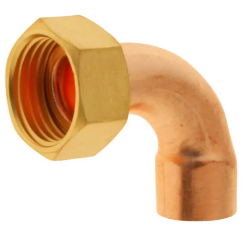 Raccord cuivre coudé à souder sur tube cuivre Ø14 - sortie écrou tournant femelle 15/21 (1/2"), lot de 2^Somatherm for you Online