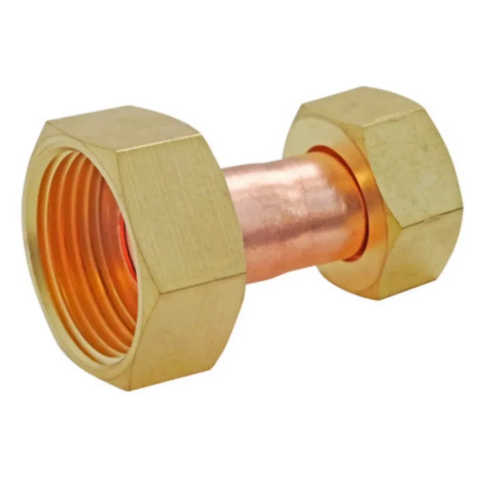 Raccord droit 2 écrous tournants Femelle 15/21 (1/2") - Femelle 12/17 (3/8") - douille cuivre^Somatherm for you Online
