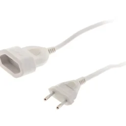 Rallonge de câble HO5VV-F 2x1mm² - 5m - blanc --Zenitech Discount