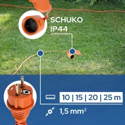 Rallonge de jardin orange Schuko 10 m 3x1,5 mm² IP44 HOROZ^Horoz Electric Sale
