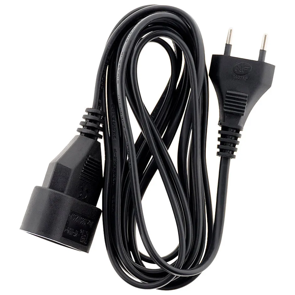 Rallonge 3m - HO3VVH2F 2x0,75mm² 6A - noir -^Zenitech Outlet