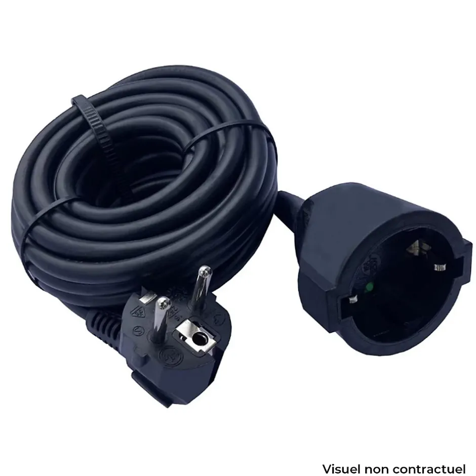 Rallonge Schuko HO5VV-F 3G1,5mm² 10m - noir --Zenitech Hot
