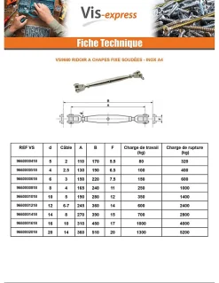 Ridoir à chapes fixes soudées Inox A4 Diamètre 8 - 1 pièce^Vis Express Discount