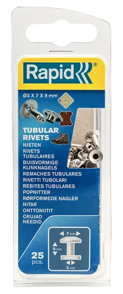 Rivet tubulaire vendu par 25 5000414 en acier Ø 7 x L.9 mm Ø de la tige 3 mm^Rapid New