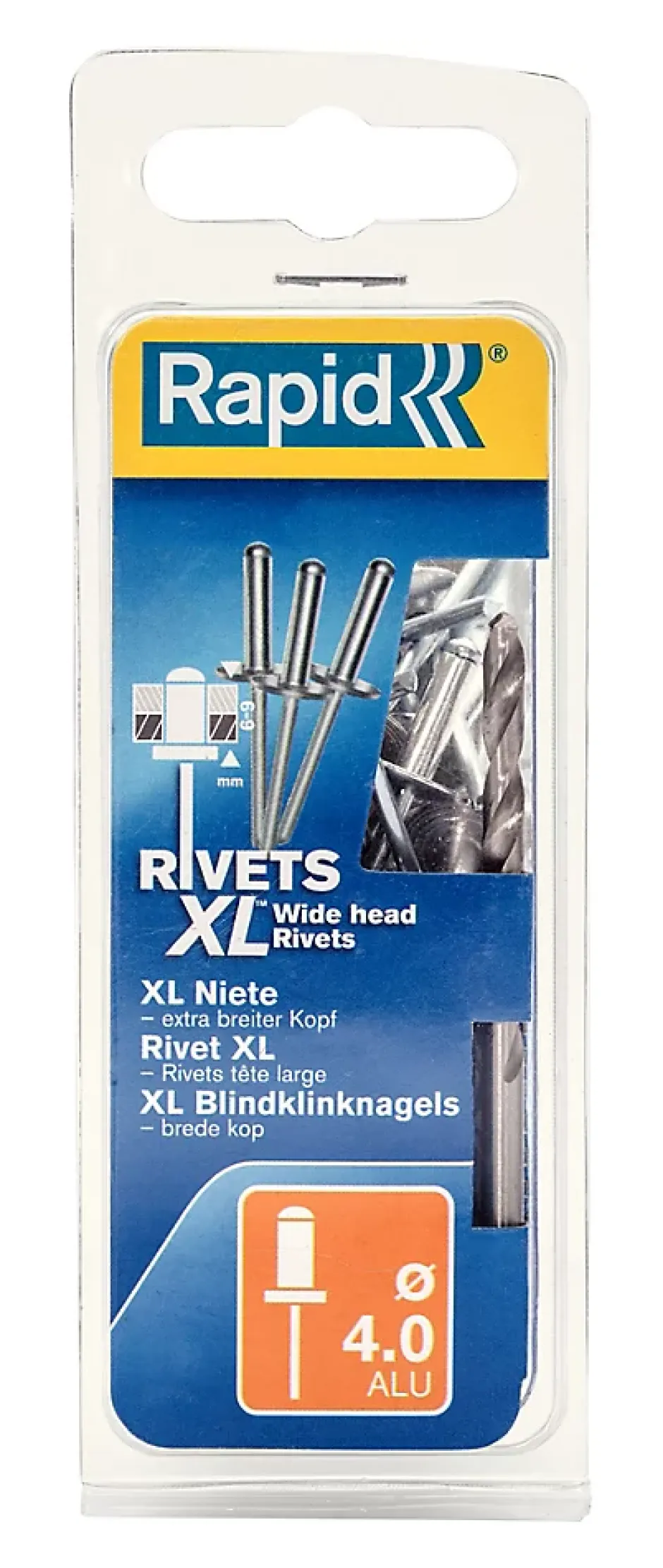 Rivets XL Ø4 x 18mm Aluminium, 40 pièces^Rapid Discount