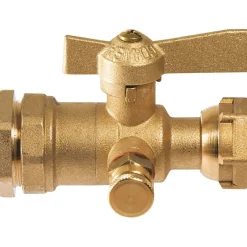 Robinet d'arrêt à boisseau sphérique avec purge - Ravani - F 3/4' - Diamètre 32 mm - Après compteur - Pour tube PE^Comisa