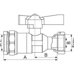 Robinet d'arrêt à boisseau sphérique - F 1' - Diamètre 32 mm - Avant et après compteur d'eau - Pour tube PE - Ravani^Comisa Clearance