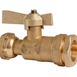 Robinet d'arrêt à boisseau sphérique - F 1' - Diamètre 25 mm - Avant et après compteur d'eau - Pour tube PE - Ravani^Comisa Online