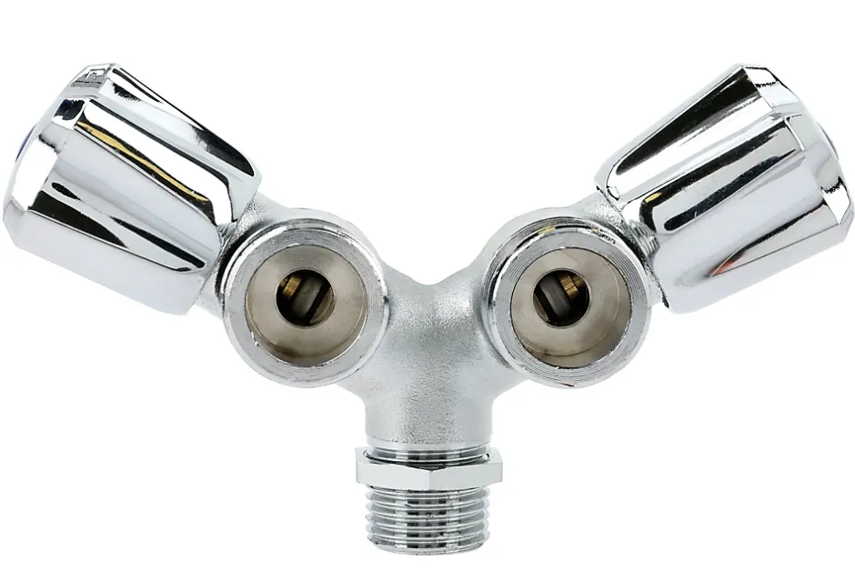 Robinet double de machine à laver laiton chromé - - B01-RMLDB^Garis New