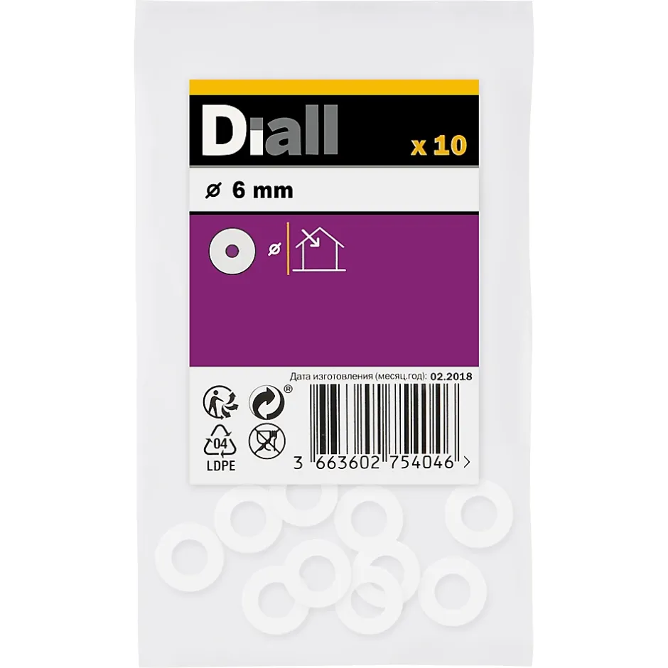 Rondelles en nylon ø 6mm - 10 pièces^Diall New