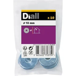 Rondelles plates larges en acier au carbone ø 10mm - 10 pièces^Diall Online