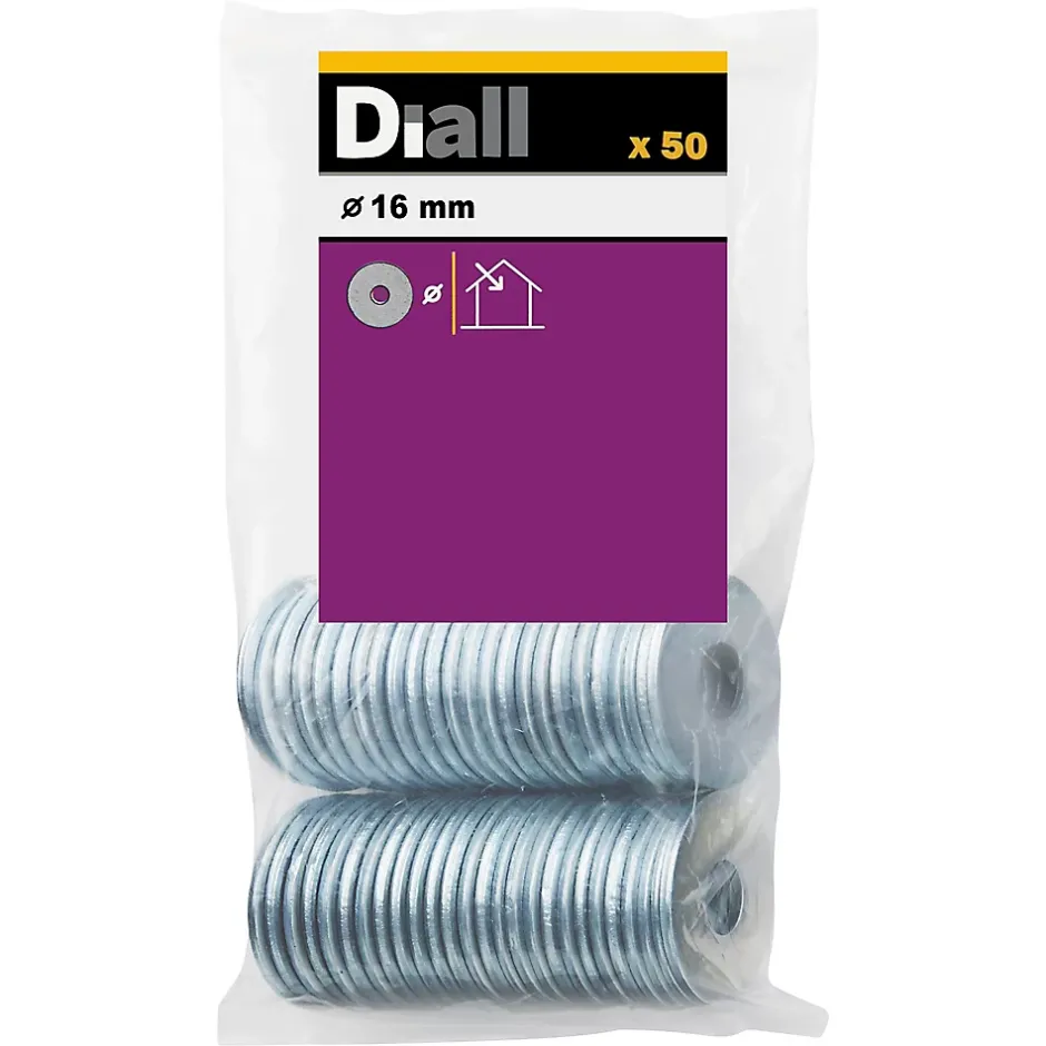 Rondelles plates larges en acier au carbone ø 16mm - 50 pièces-Diall Discount