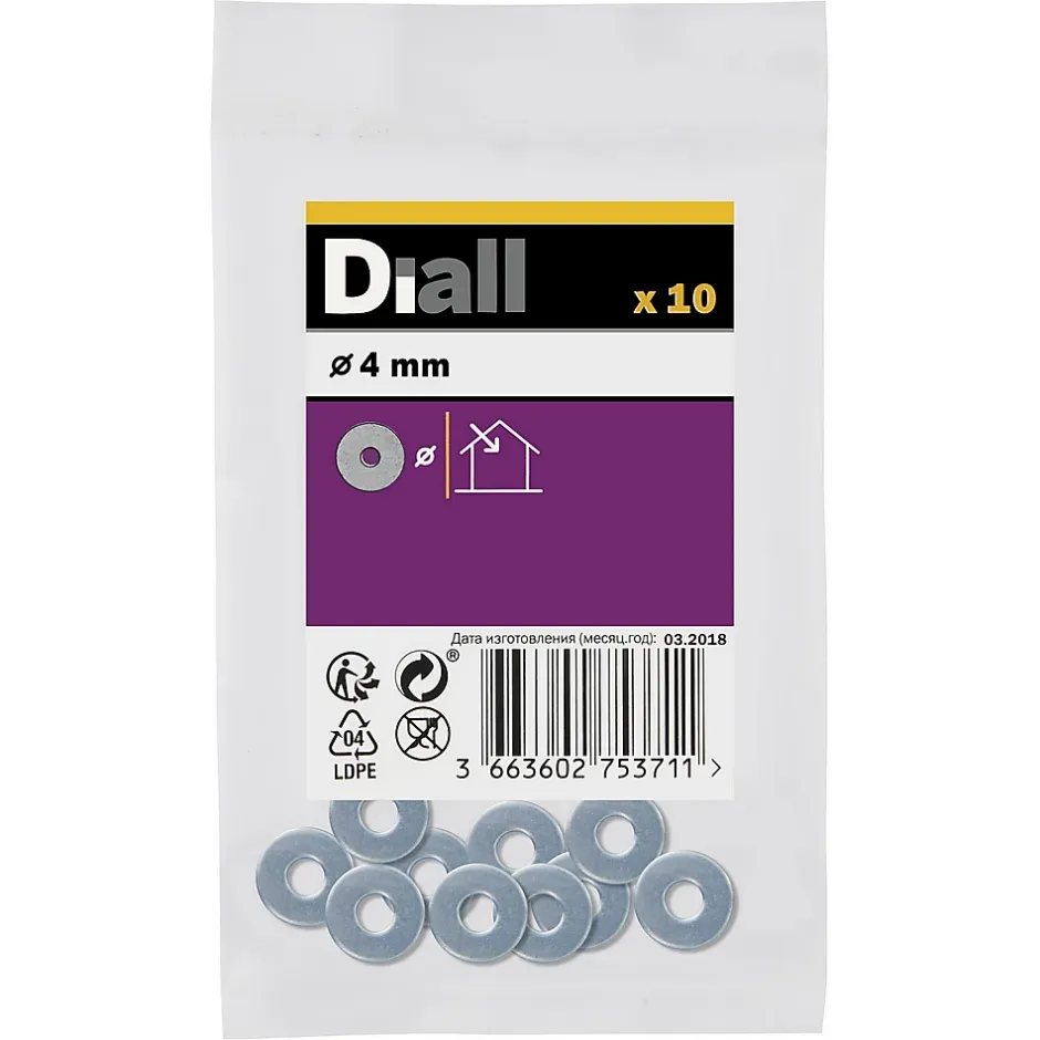 Rondelles plates larges en acier au carbone ø 4mm - 10 pièces^Diall Online