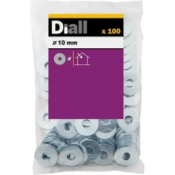 Rondelles plates larges en acier au carbone ø 10mm - 100 pièces-Diall