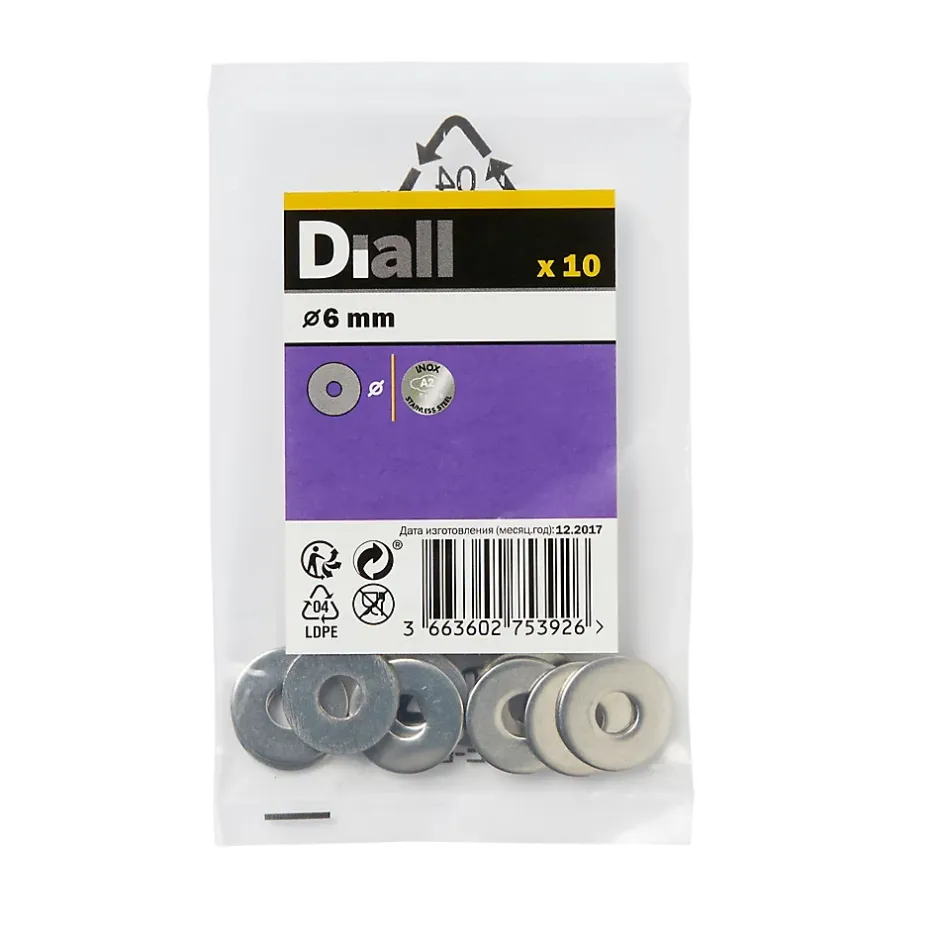 Rondelles plates larges en inox ø 6mm - 10 pièces^Diall Online