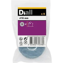 Rondelles plates larges en acier au carbone ø 16mm - 5 pièces^Diall Discount