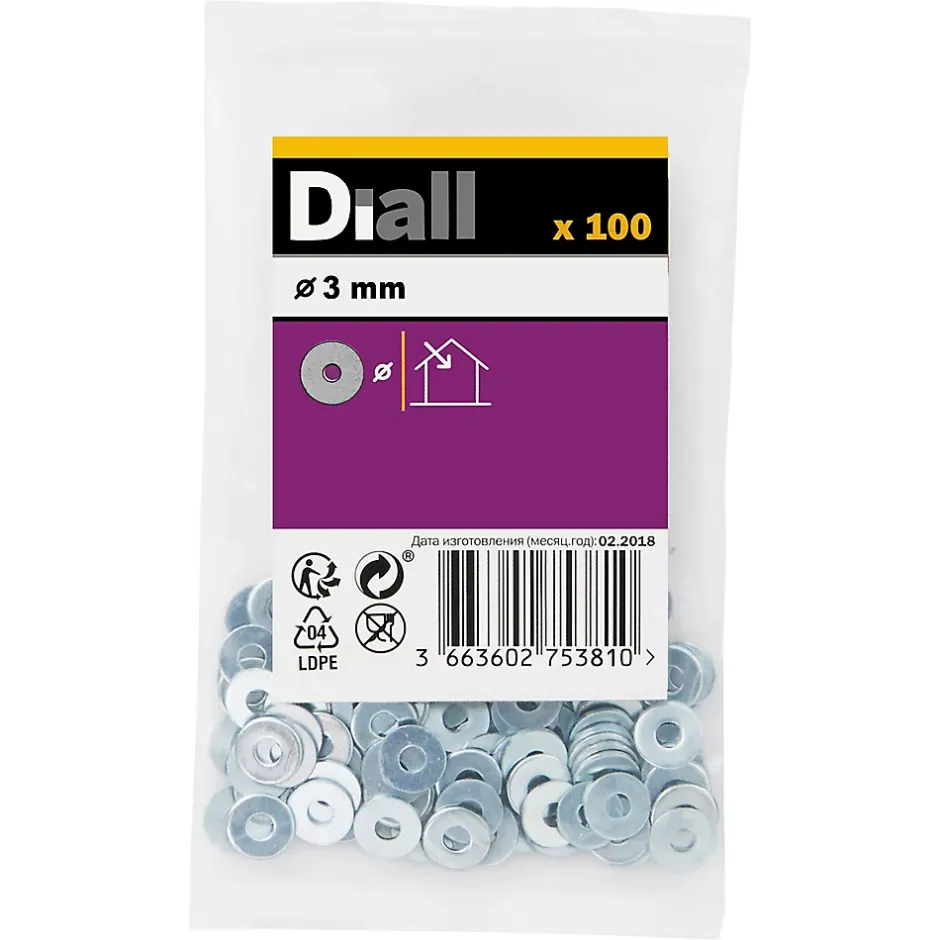 Rondelles plates larges en acier au carbone ø 3mm - 100 pièces-Diall Sale