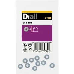 Rondelles plates larges en acier au carbone ø 3mm - 10 pièces-Diall Discount