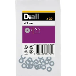 Rondelles plates moyennes en acier au carbone ø 3mm - 20 pièces-Diall New