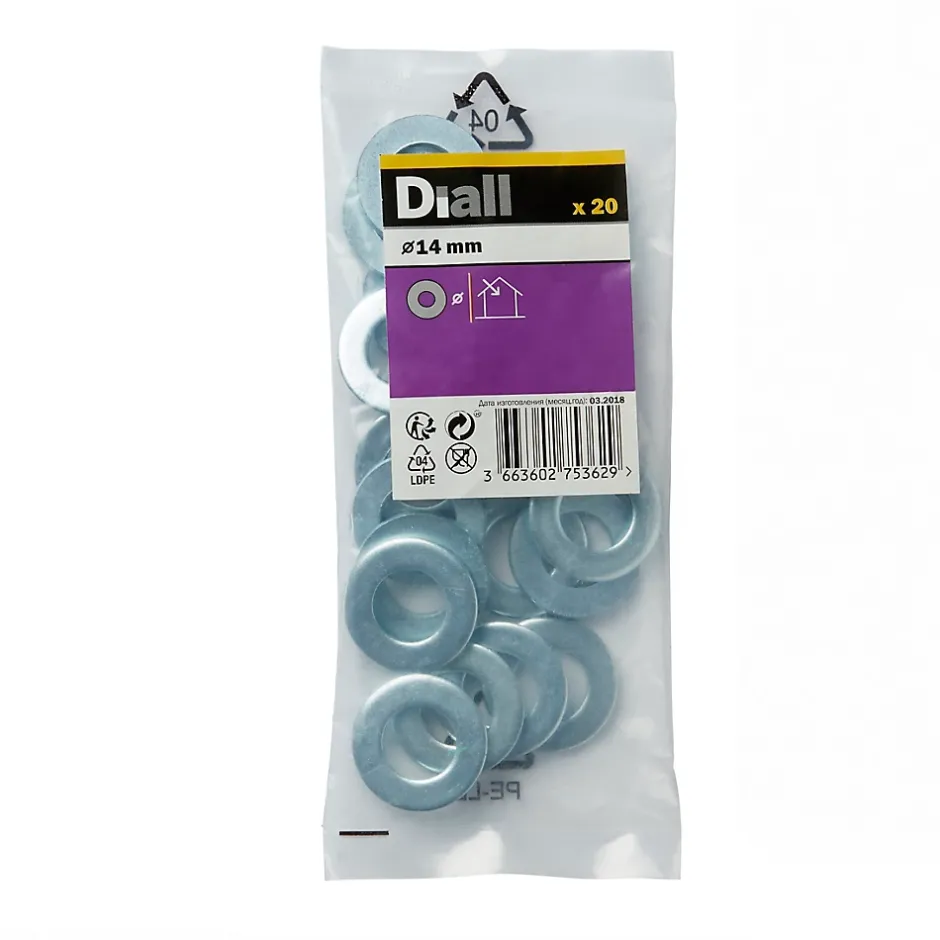 Rondelles plates moyennes en acier au carbone ø 14mm - 20 pièces^Diall New