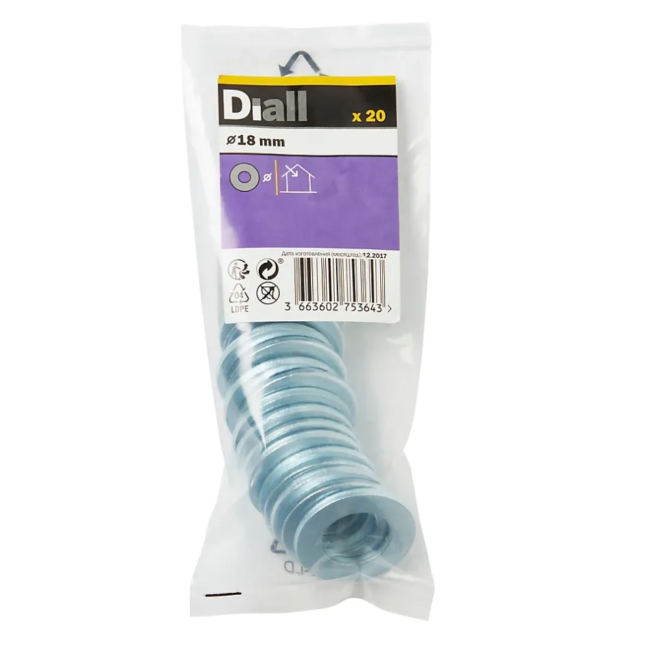 Rondelles plates moyennes en acier au carbone ø 18mm - 20 pièces^Diall Clearance