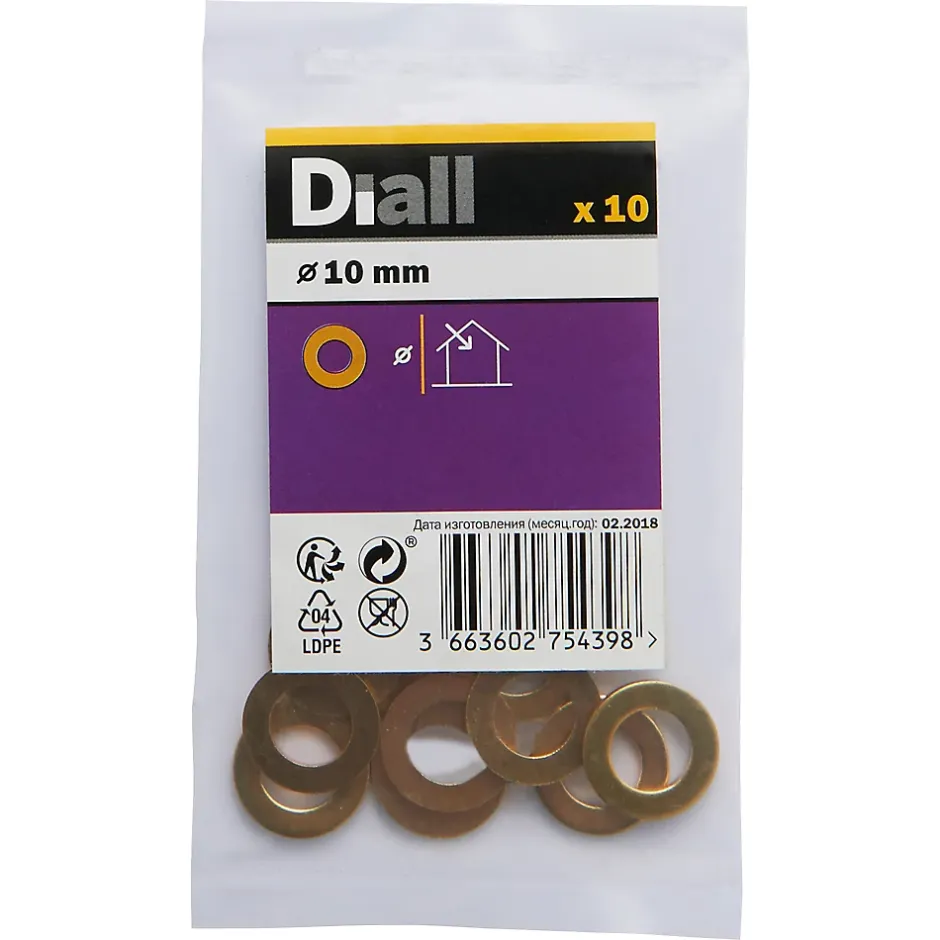 Rondelles plates étroites en laiton ø 10mm - 10 pièces-Diall