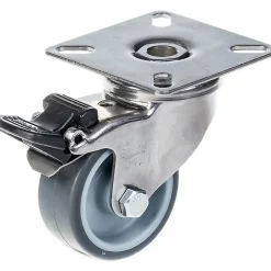 Roue 50mm 2" en acier inoxydable caoutchouc gris, pivotante avec frein, 40kg-Blickle Clearance