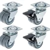 Roulette double 50mm 2" caoutchouc gris pivotante et frein capacité 280kg, jeu de 4-Parnells Sale