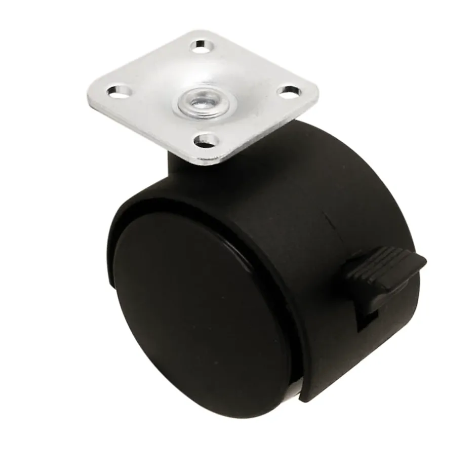 Roulette jumelée pivotante avec frein ø50 mm, plaque ø38 mm, charge max 40kg^ Outlet