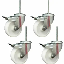 Roulette lourde à trou de boulon avec fixation par boulon, roulette freinée - jeu de 4 freins^Parnells