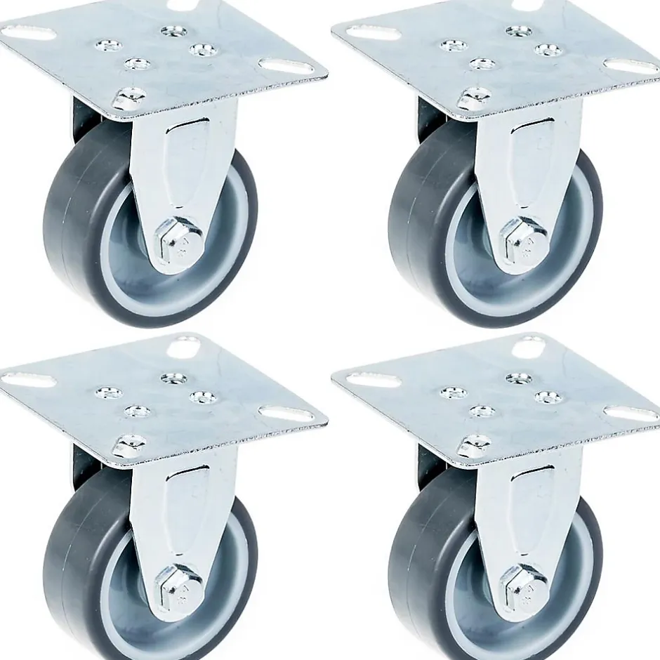 Roulette 50mm 2" à bandage caoutchouc gris, fixe, capacité 160kg, jeu de 4^Parnells Clearance