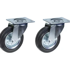 Roulette 200mm 8" à bandage caoutchouc, pivotante, forte capacité de 400kg, jeu de 2-Parnells New